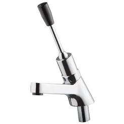 Self-closing standing basin tap for disabled with control lever