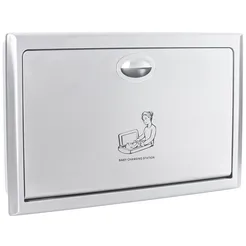 Foldable baby changing station horizontal (recessed), stainless steel