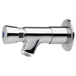 Self-closing wall-mounted basin tap