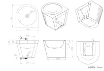 Washbasin with siphon cover, matte stainless steel_technical drawing