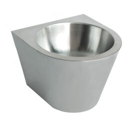 Washbasin with siphon cover, matte stainless steel