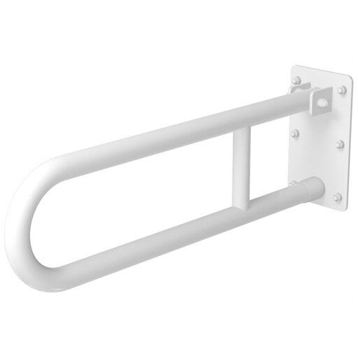 Folding handrail for disabled 600 mm white steel