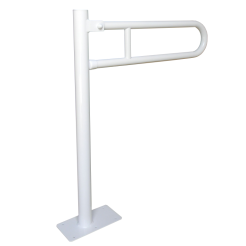 Folding floor-mounted grab bar for disabled Ø 32 60 x 70 cm white steel