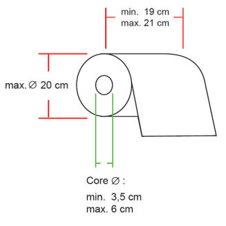 Manualny podajnik ręczników w roli - wymiary rolki