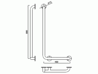 Poręcz kątowa dla niepełnosprawnych 8/4 lewa 90°