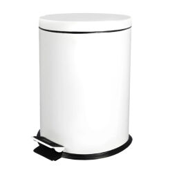 Poubelle de salle de bain en acier blanc de 30 L