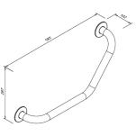 Poręcz kątowa dla niepełnosprawnych 130° stal szlachetna połysk