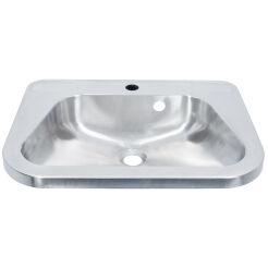 Wall-mounted sink with faucet hole, matte stainless steel