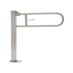 Floor-mounted foldable grab bar for disabled with toilet paper holder Ø 32 70 x 80 cm matte steel