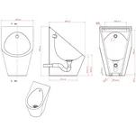 Stainless steel wall-mounted urinal_technical drawing