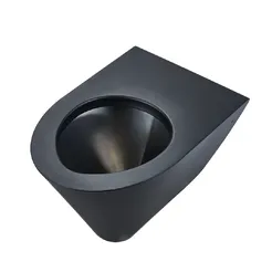 Hängande WC-skål i matt svart ädelstål.