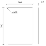 Lustro wandaloodporne Faneco 70 × 50 cm, stal polerowana_wymiary