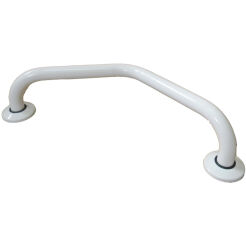 White steel 130° angled handrail for disabled