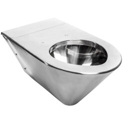 Wall-hung WC bowl for disabled, matte stainless steel