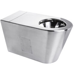 Matte stainless steel disabled WC bowl