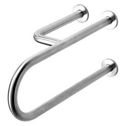 Fixed handrail for the disabled 3-support left 850 mm matte stainless steel