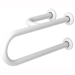 Fixed handrail for the disabled 3-support left 600 mm white steel