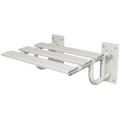 Folding shower seat with supports white steel