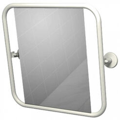 Tilting mirror for disabled Ø 25 60 x 60 cm white steel