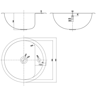 Umywalka okrągła z otworem - wymiary