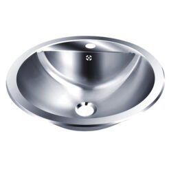 Round washbasin with tap hole matte stainless steel