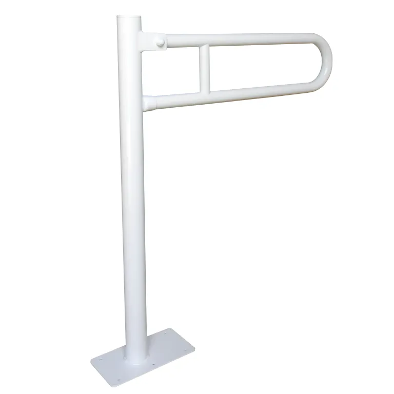 Poręcz uchylna stojąca dla niepełnosprawnych 700 mm stal biała