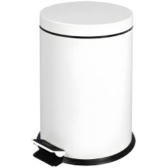 Bathroom trash can 12 l steel white