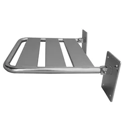 Hopfällbar duschstol av rostfritt stål med matt yta.